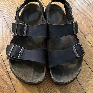 BIRKENSTOCK MILANO NATURAL LEATHER SANDALS